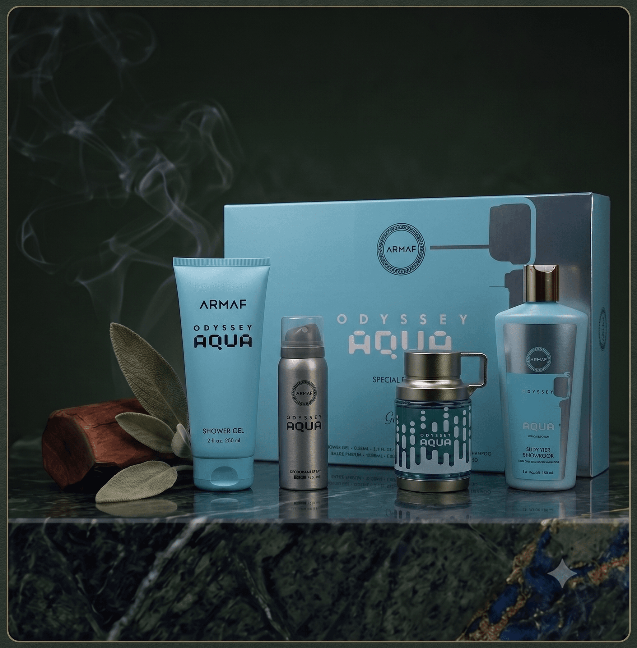 Odyssey Aqua Set de Regalo (EDP 100ml + Spray de Viaje + Gel + Body Spray)